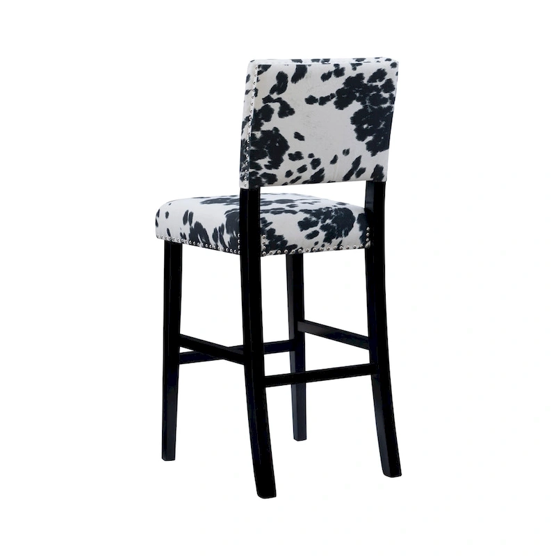 Lemont Black Cow-print Bar Stool
