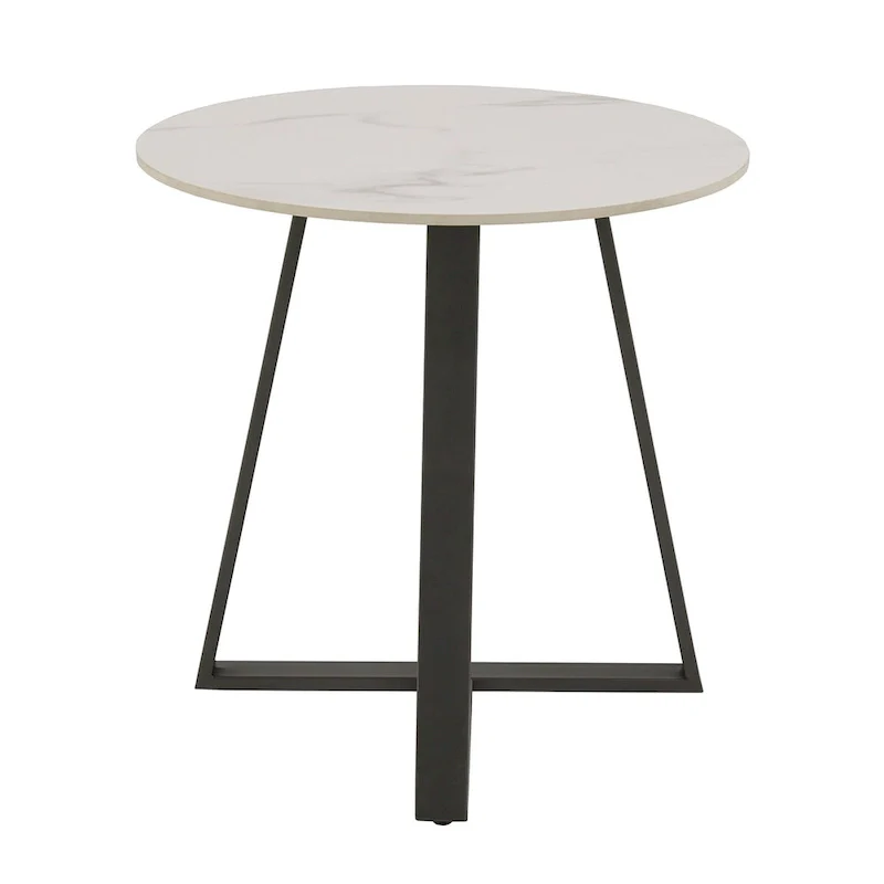Jurmala Glossy Sintered Stone with Grey Metal Base End Table by iNSPIRE Q Modern