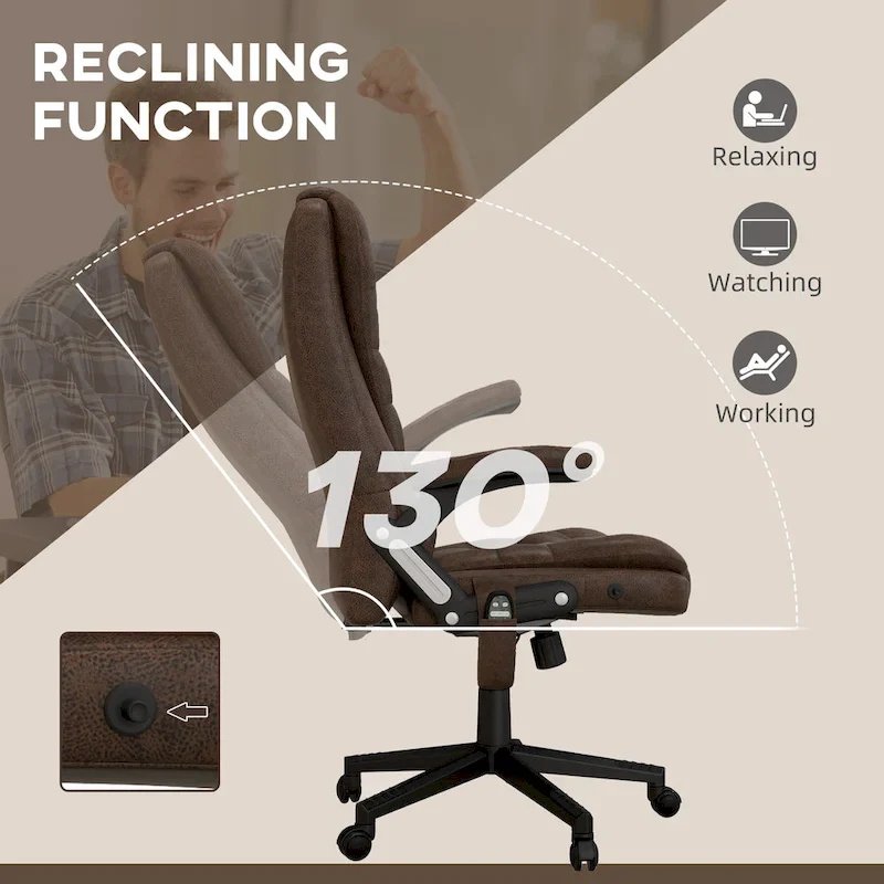 HOMCOM 6 Point Vibrating Massage Office Chair with Heat, Microfiber High Back Executive Office Chair with Reclining Backrest