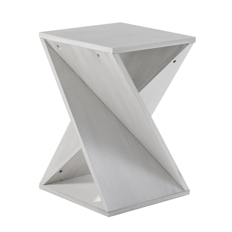 COZAYH Farmhouse End Table Square Solid Wood Side Table Rustic Plant Stand With Twisted Design, Natural Wood, Black