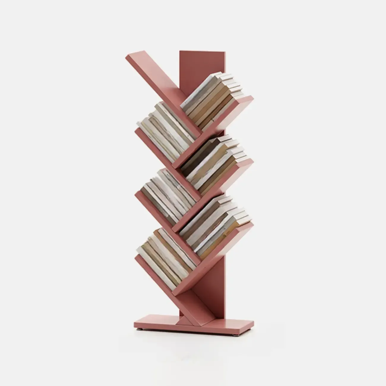 Black Wood Tree-Shaped Vertical Display Bookcase