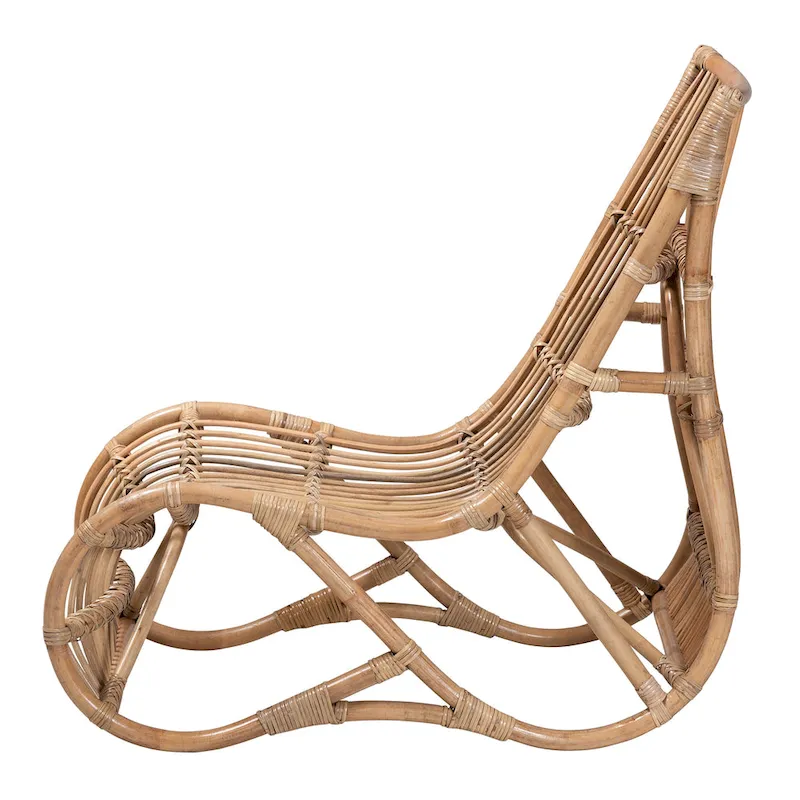 Modern Bohemian Natural Rattan Lounge Chair