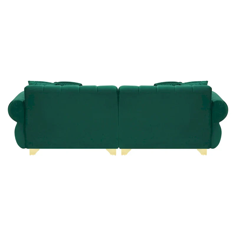 Green Velvet 3-seater Sofa with Spring-Wrapped Cushions
