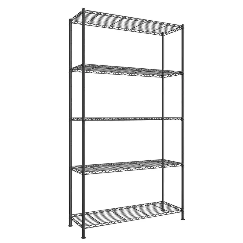 Black 5-Tier Adjustable Wire Storage Shelf