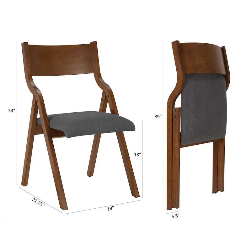 Upholstered folding Dining chair set of 2