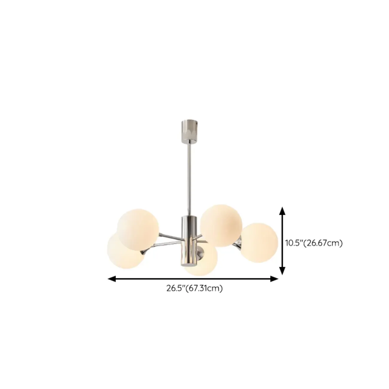 Modern Silver Sputnik Chandelier with White Globe Glass