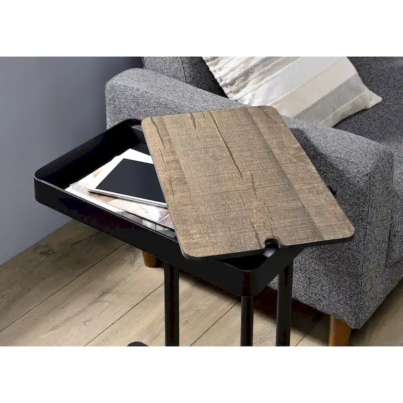 Schofield Industrial 20-inch Metal C-Shape Slide-open Top Side Table by Furniture of America