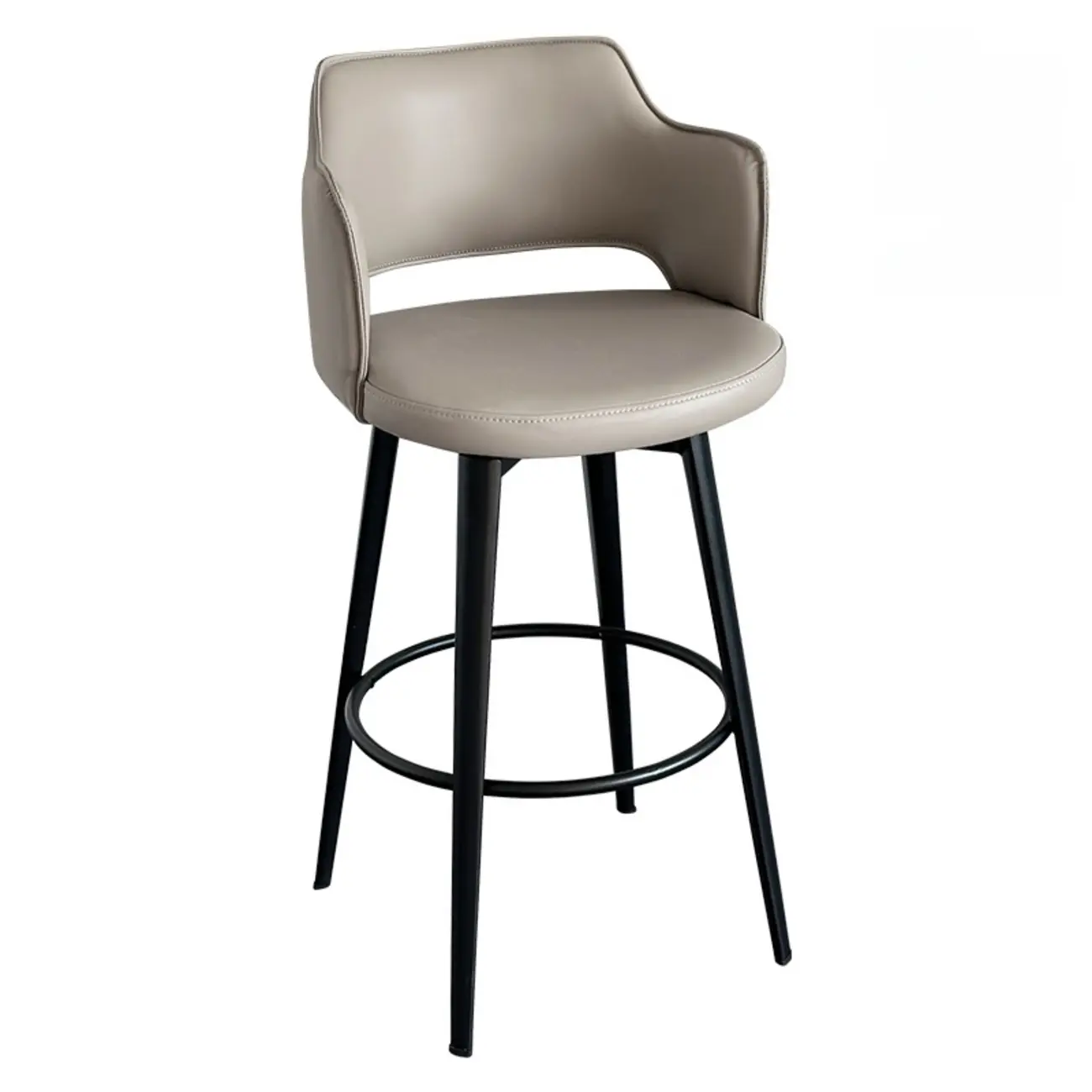 Mid-Century Modern Upholstered Bucket Seat Swivel Bar Stools