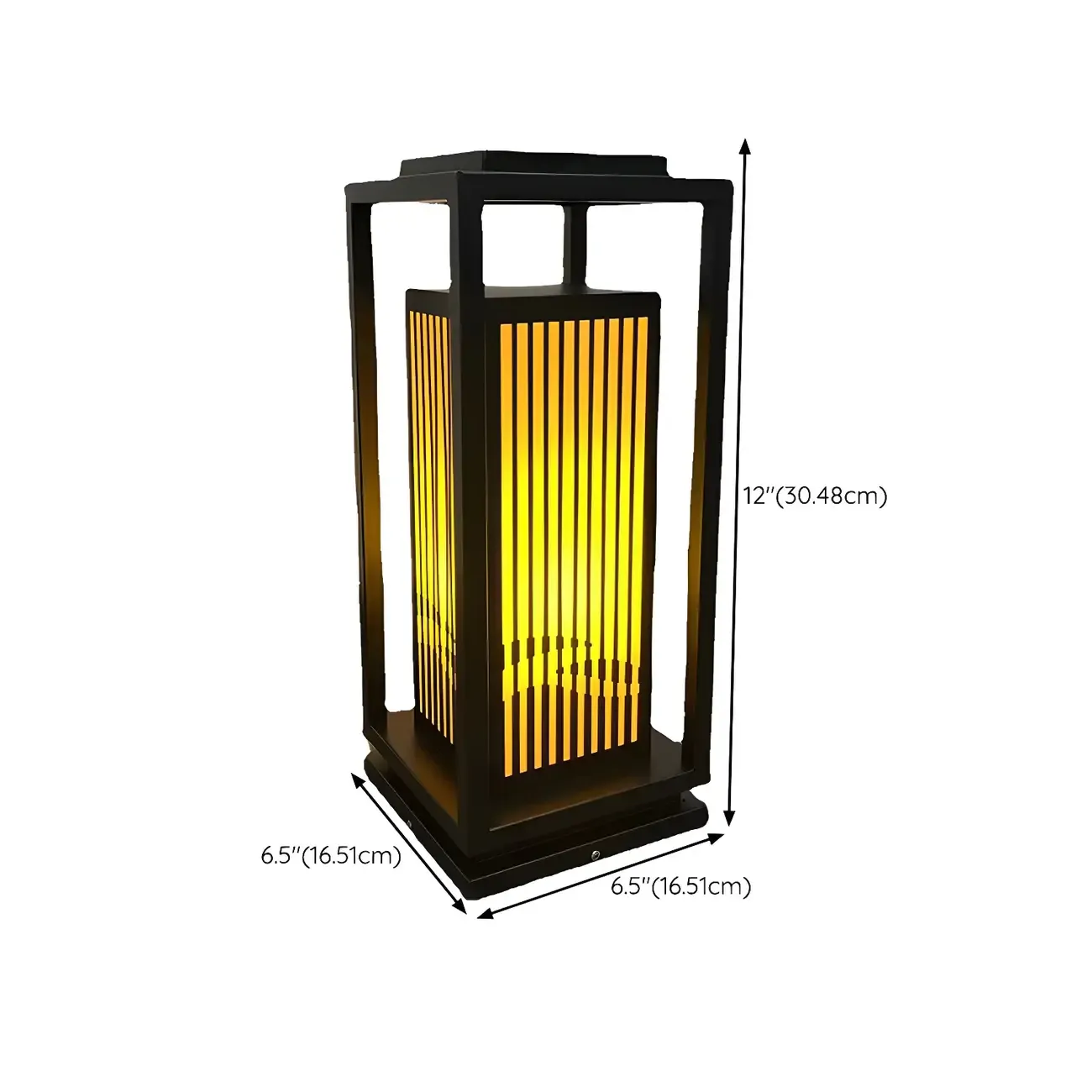 Elegant Vertical Open Rectangle Shade Post Cap Light
