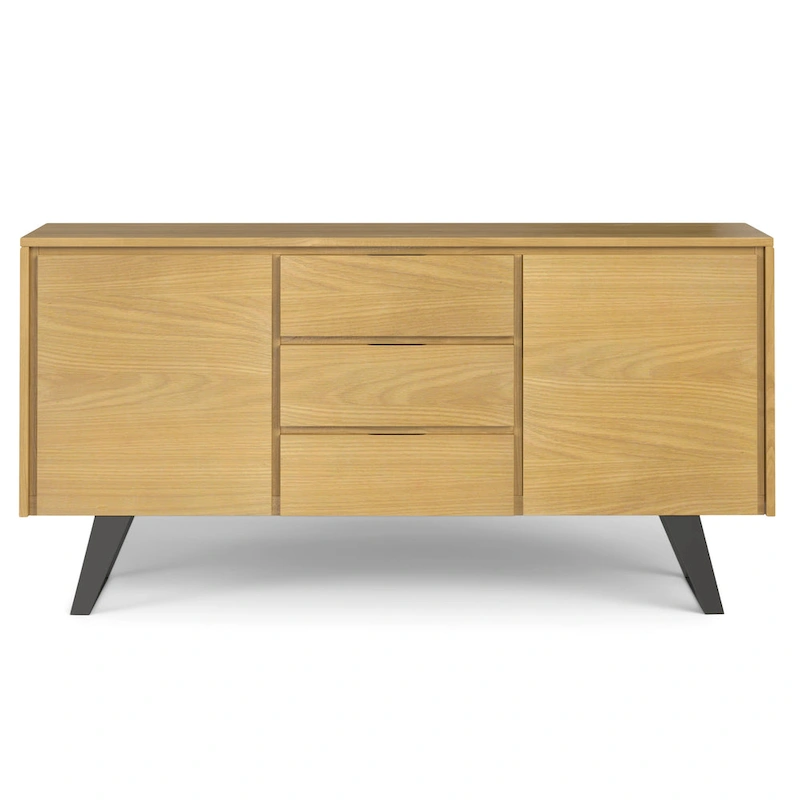 WYNDENHALL Mitchell Metal 60 inch Wide Rectangle Modern Industrial Sideboard Buffet in OAK WOOD - 60 x 17 x 30