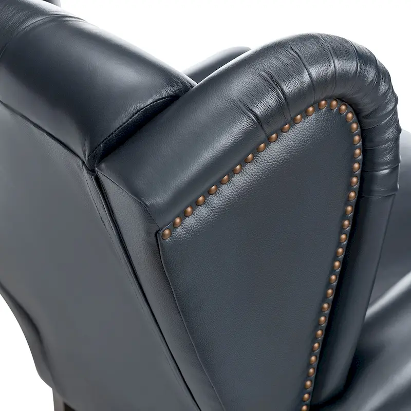 Alex Classic Wingback Leather Armchair with Nailhead Trim Set of 2 by HULALA HOME