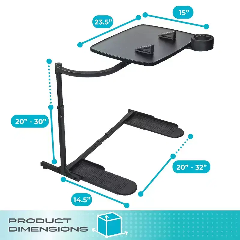 Stander Wonder Tray, Adjustable Swivel TV Tray & Laptop Desk with Cupholder & Laptop Wedges, XL, Black