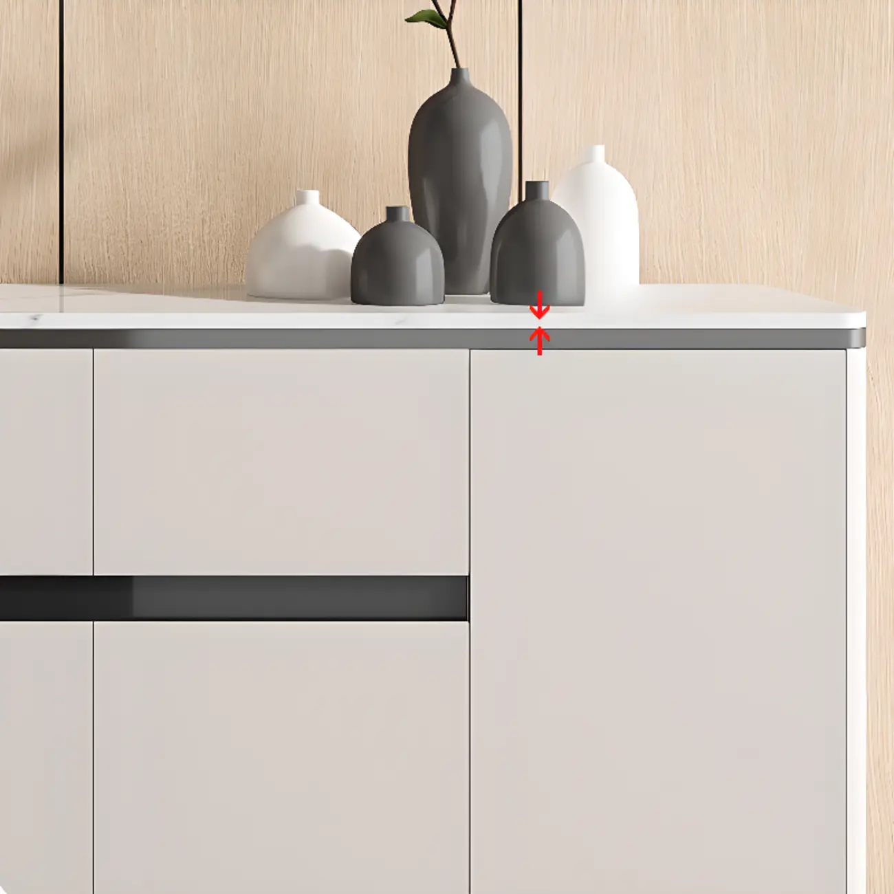 Modern Grey Sideboard with Sintered Stone Top