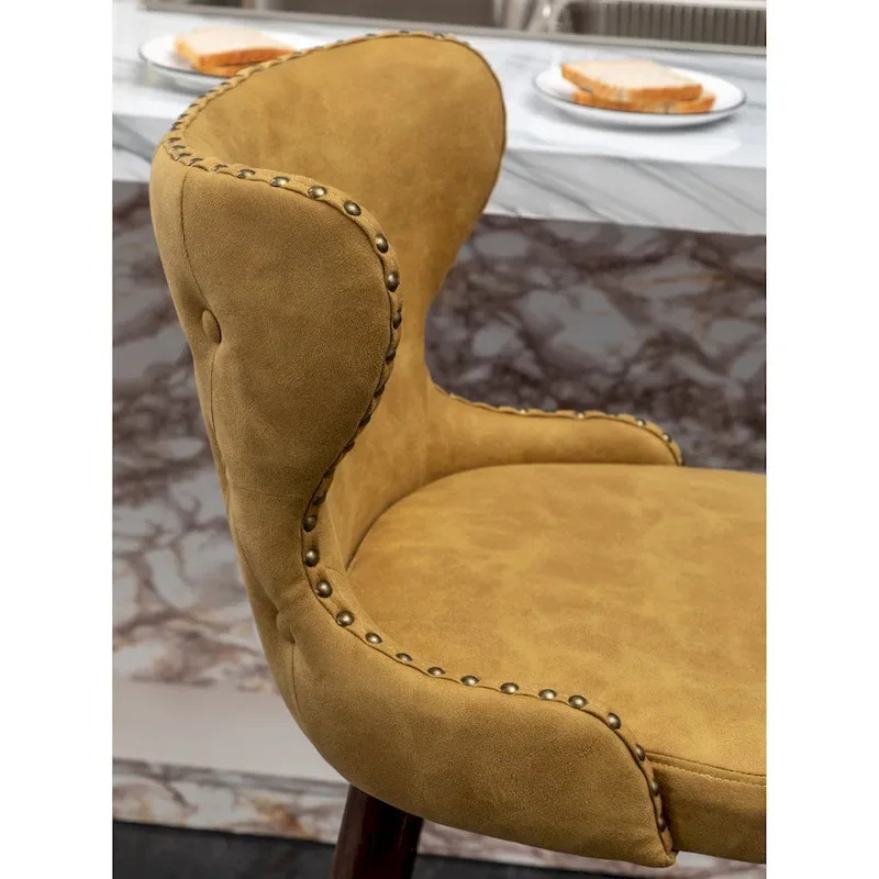 Nevis Mid-century Modern Faux Leather Tufted Nailhead Trim Barstool Set of 2