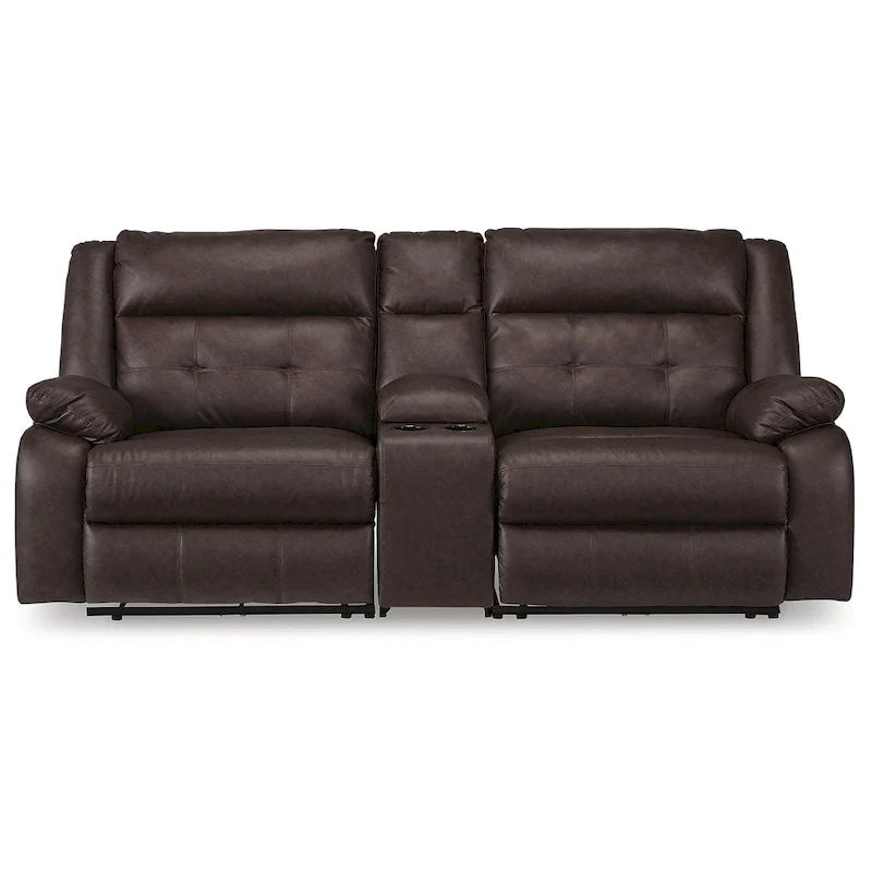 Signature Design by Ashley Punch Up Dark Brown 3-Piece Power Reclining Sectional Loveseat with Console - 93W x 39D x 41H