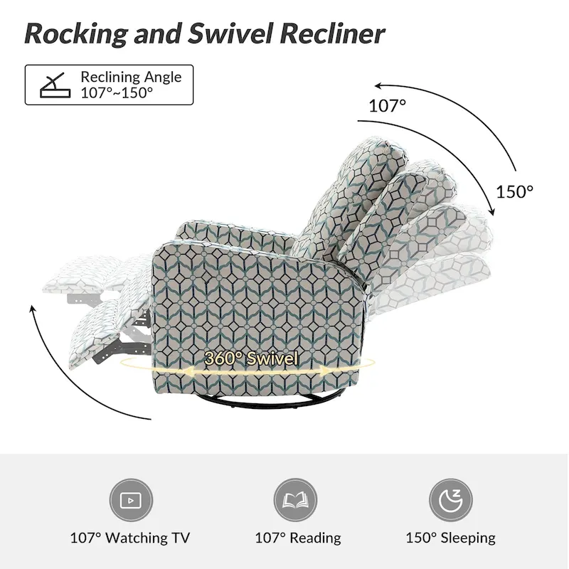 Manual Swivel Recliner with Tufted Back Set of 2