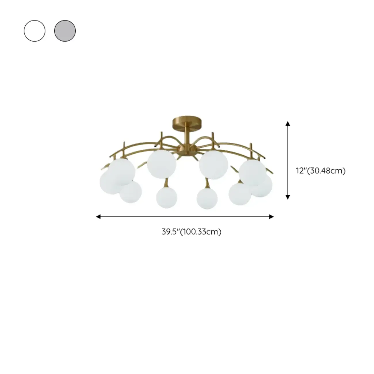 Classic Large Globe Glass Golden Semi Flush Mount Ceiling Light