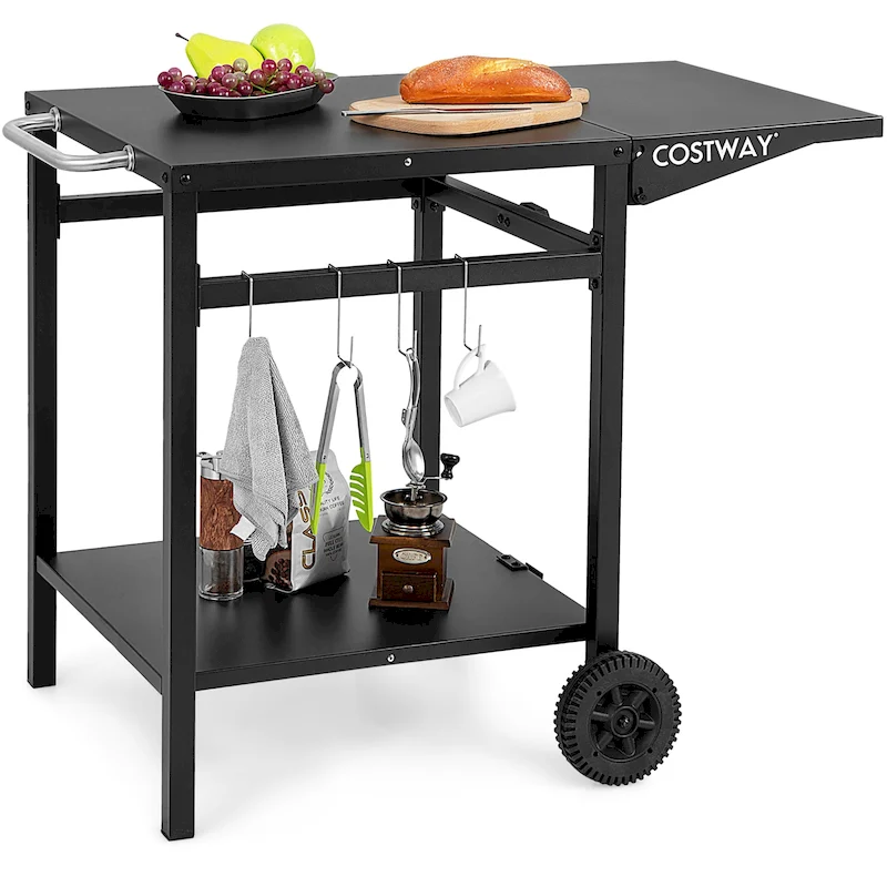 Double-Shelf Movable Dining Cart Table Multifunctional Kitchen - See Details