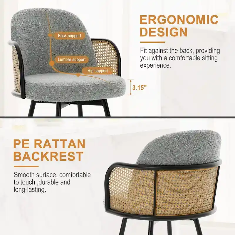 26-Inch Fabric Upholstered Swivel Counter Height Bar Stools - 38.2 H x 21.5 W x 23.2 D