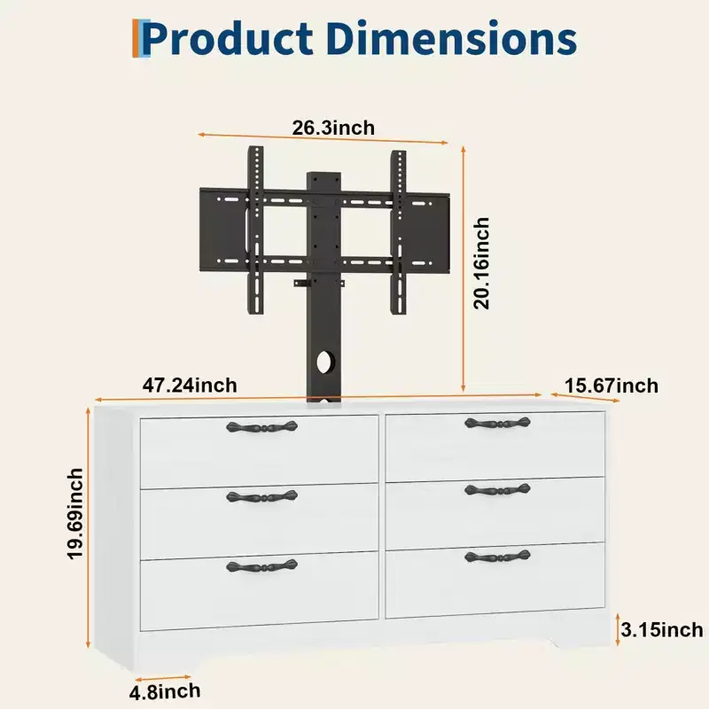6-Drawer TV Stand with Mount for 32-75