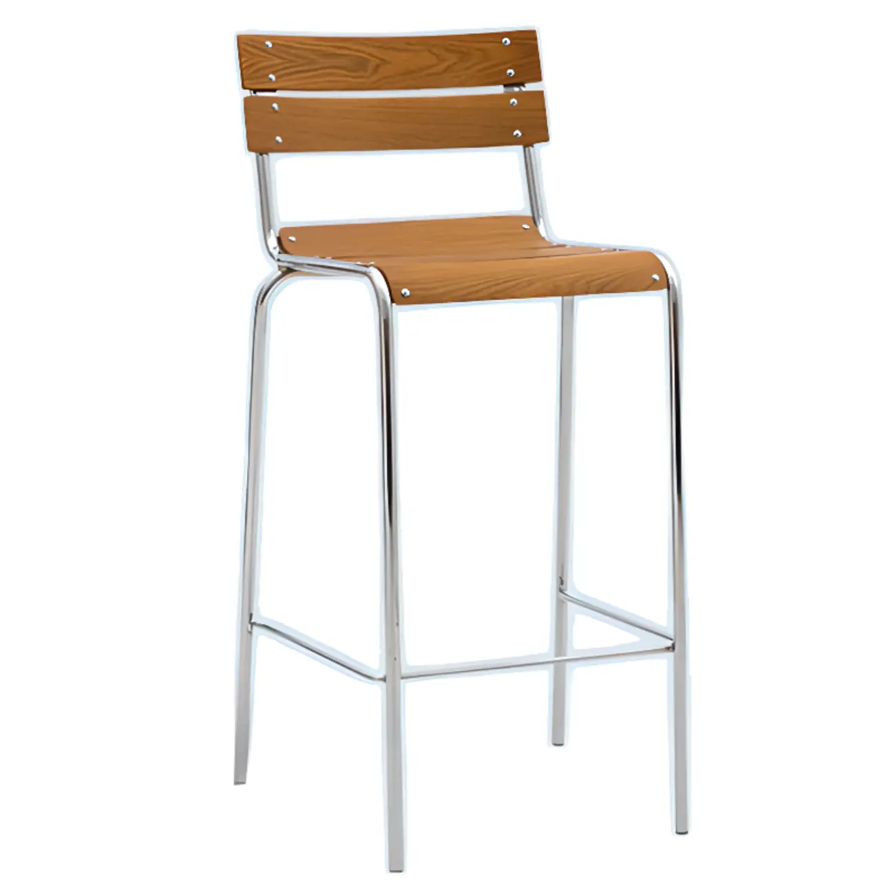 Industrial Brown Wood Rectangle Stackable Bar Stools with Back