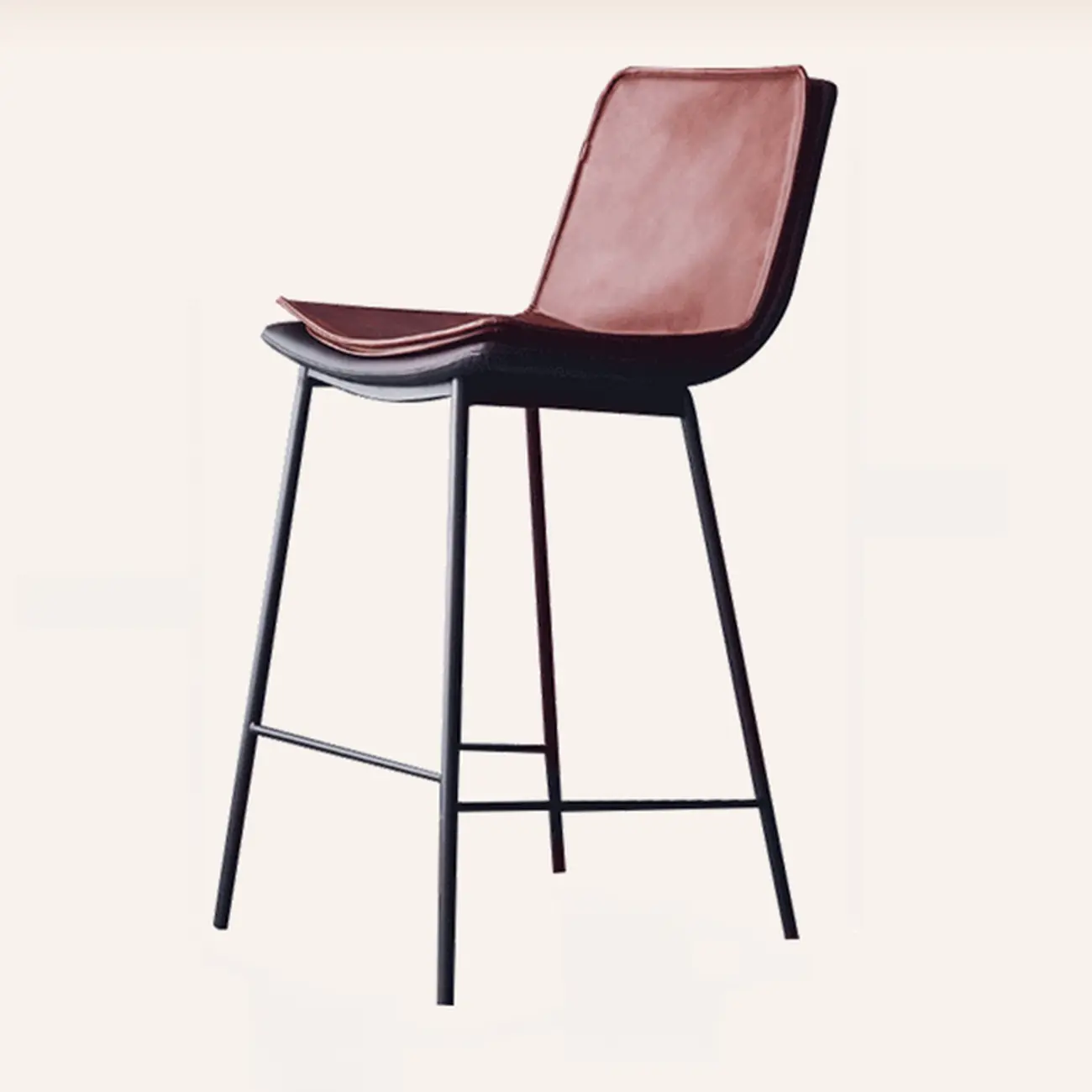 Modern Leather Counter Height Bar Stool with Back