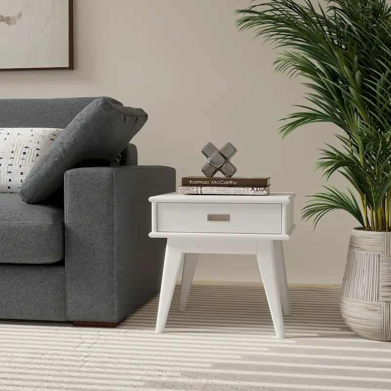 WYNDENHALL Tierney SOLID HARDWOOD 22 inch Wide Rectangle Mid Century Modern End Table - 22 W x 20 D x 22 H