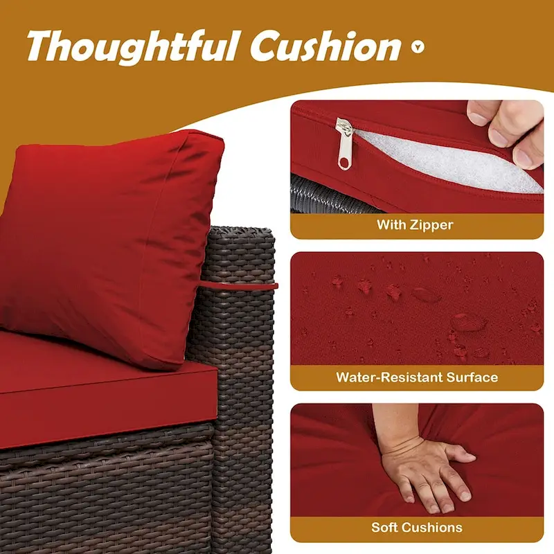 UPHA Cushioned 7-piece Conversation Sectional Patio Group Furniture