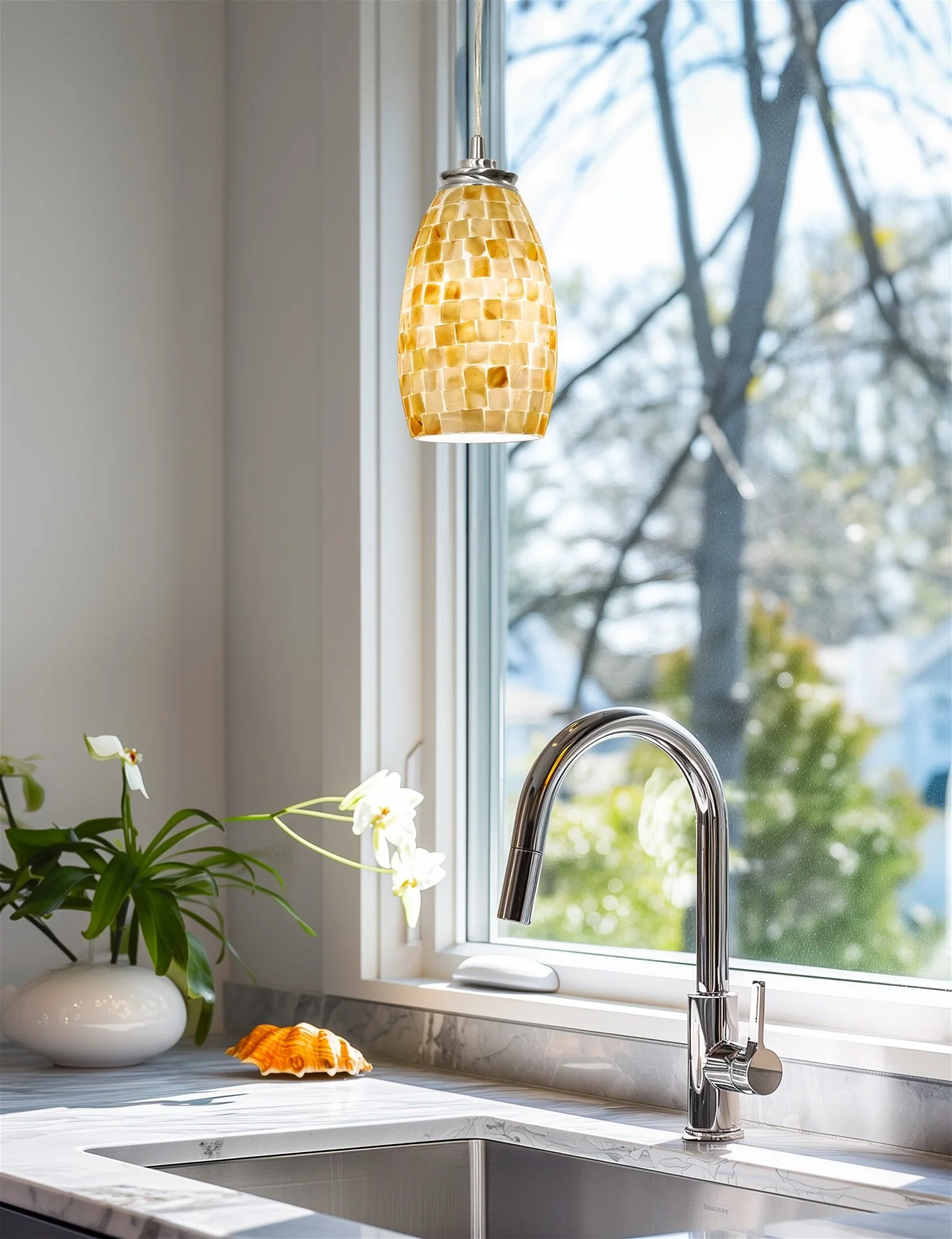 Coast 7 Hand-Crafted Mosaic Sea Shell Glass Shades / Replacement Glass, 2-Pack