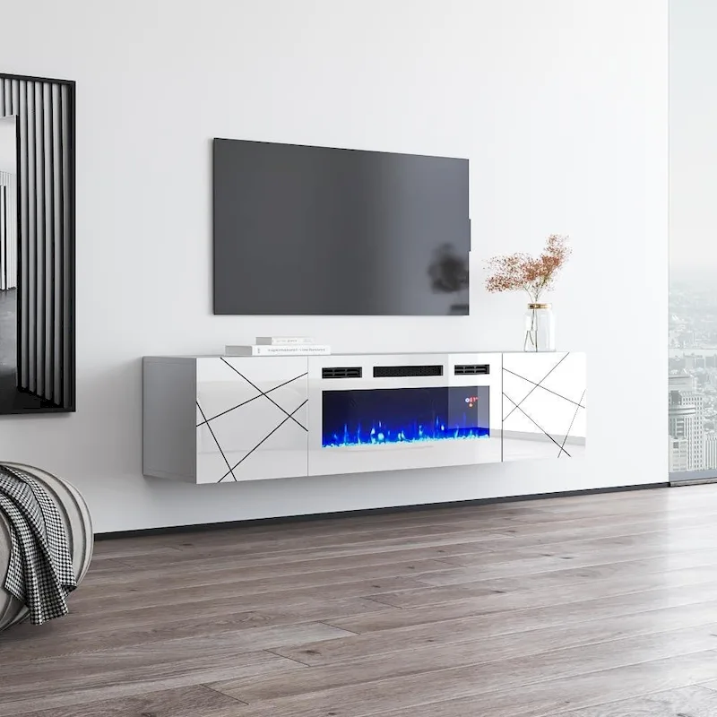 London WH-EF Electric Fireplace 63 TV Stand