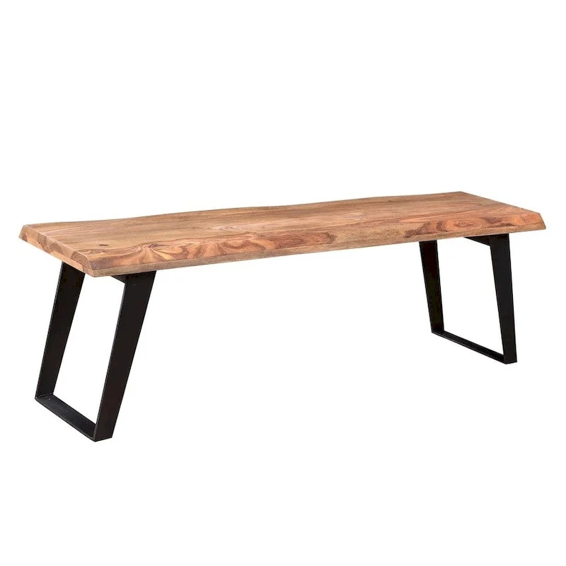 60-inch Sheesham Wood Live Edge Bench - 60 x 16 x 18