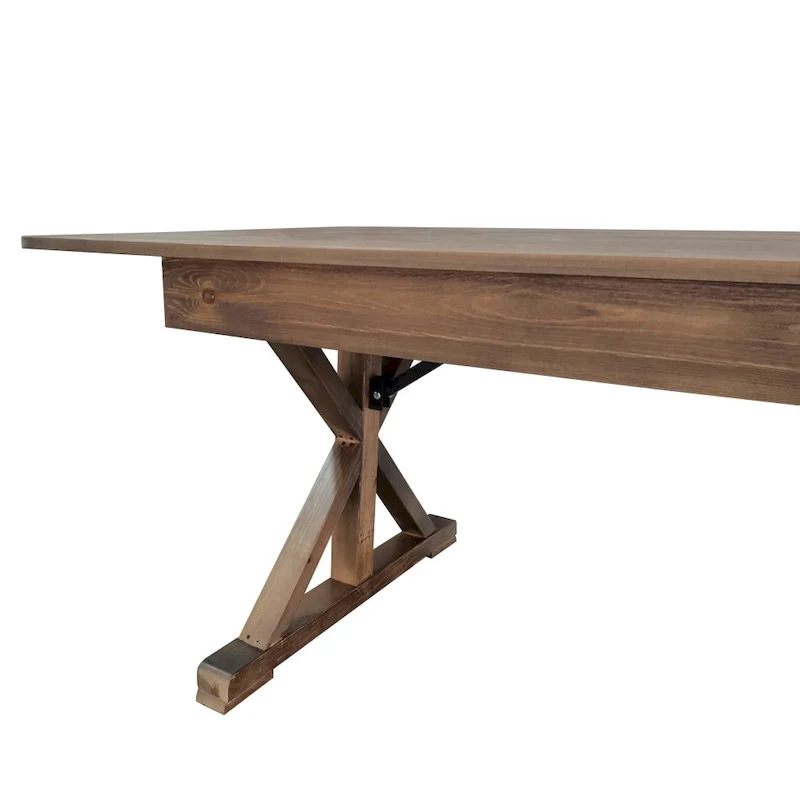 Solid Pine Farm Dining Table with X-Style Legs - 9' x 40