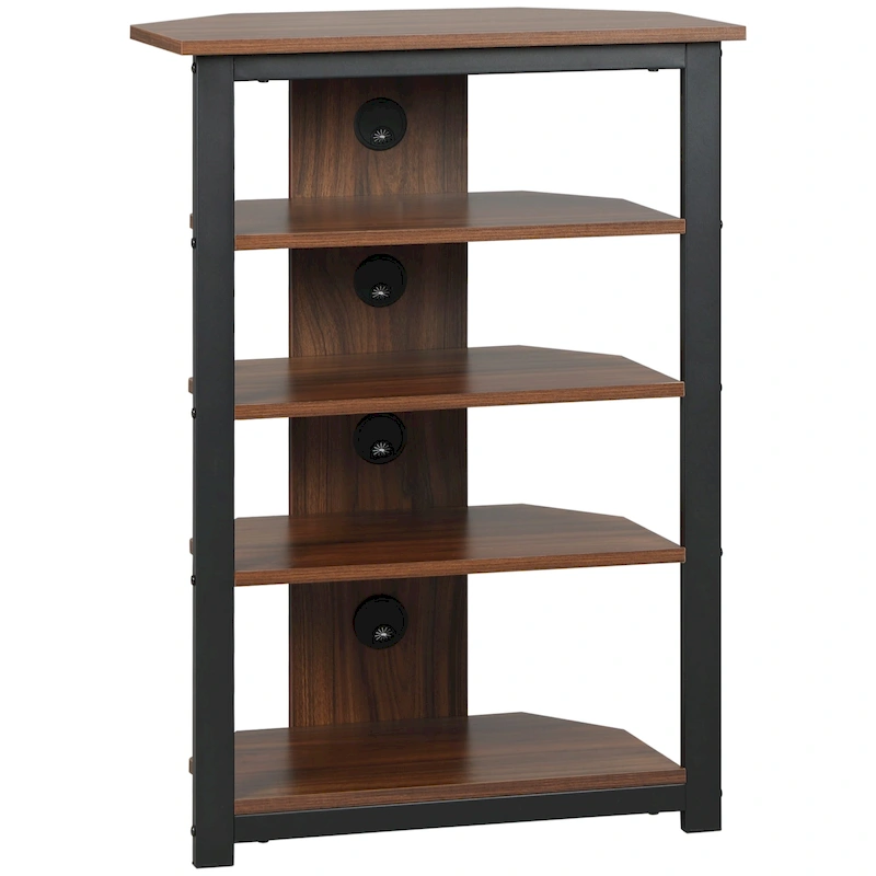TV Stand, AV Media Stand, Corner Audio Tower with Storage Shelves and Steel Frame