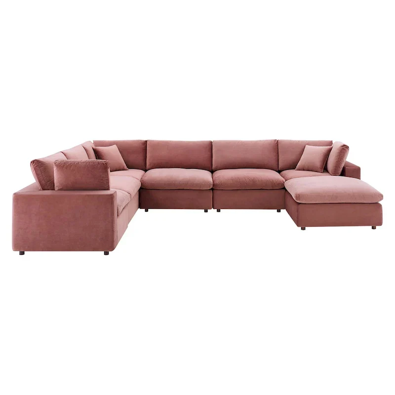 Commix Down Filled Overstuffed Velvet 7-Piece Sectional Sofa