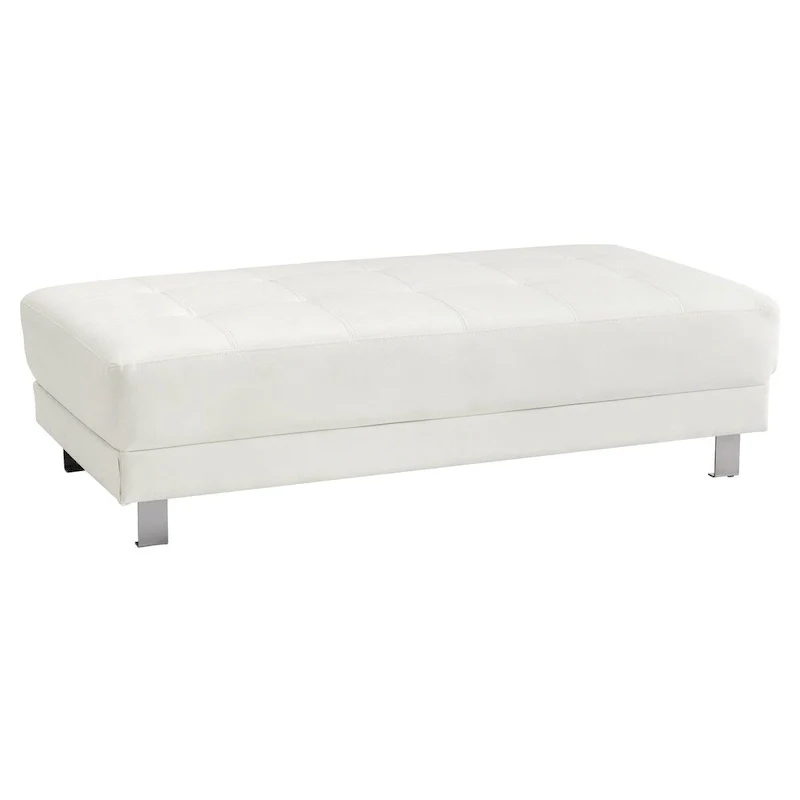 Faux Leather Tufted Ottoman