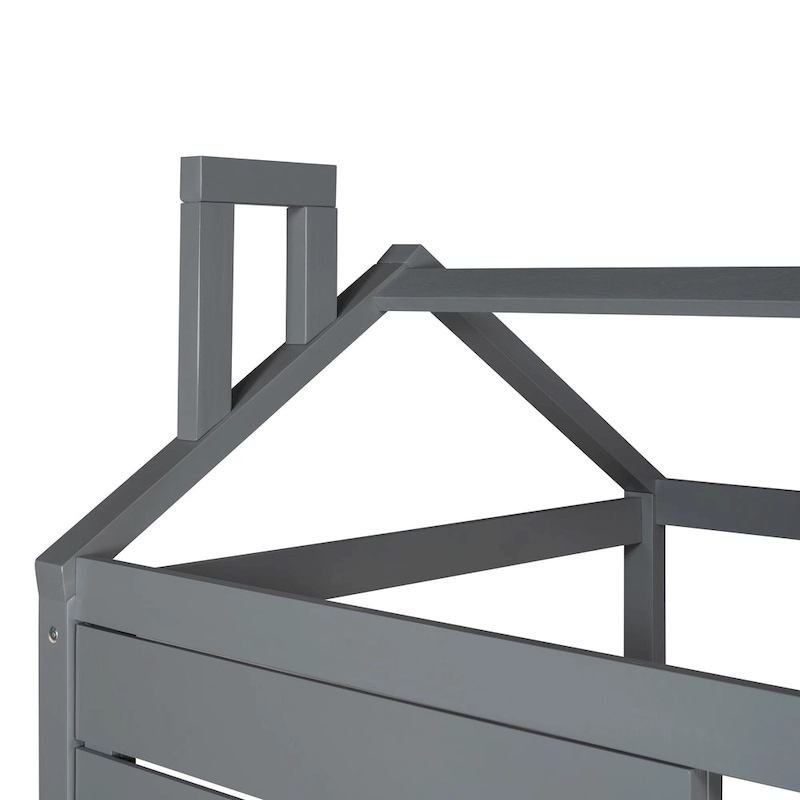 Nestfair Twin Size House Style Wood Bed with Trundle