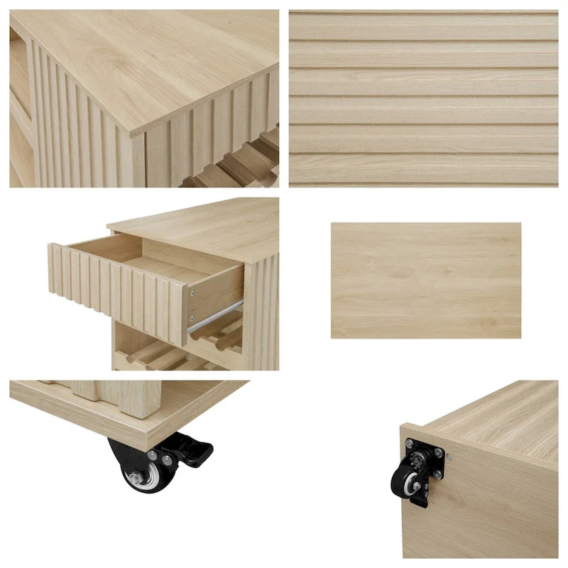 Rolling Kitchen Island with Drawer,Wine Rack,Lockable Casters