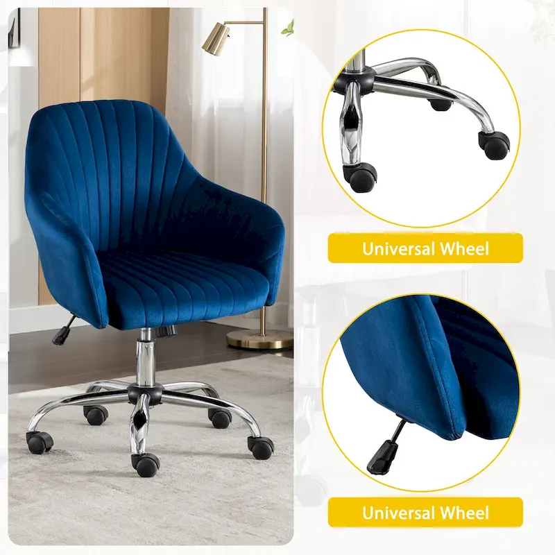 Accent chair Modern home office leisure chair with adjustable velvet height and adjustable casters