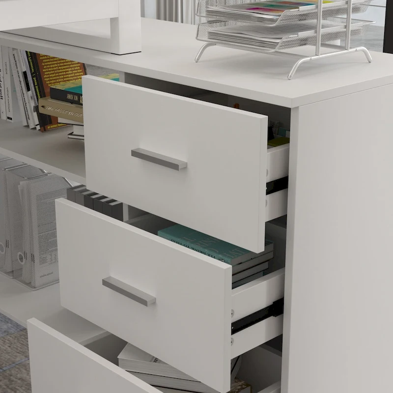 Timechee 55-inch L Shaped Office Computer Desk w/ Drawers