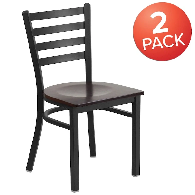 2 Pack Ladder Back Metal Restaurant Chair - 16.5W x 17D x 32.25H - 16.5W x 17D x 32.25H