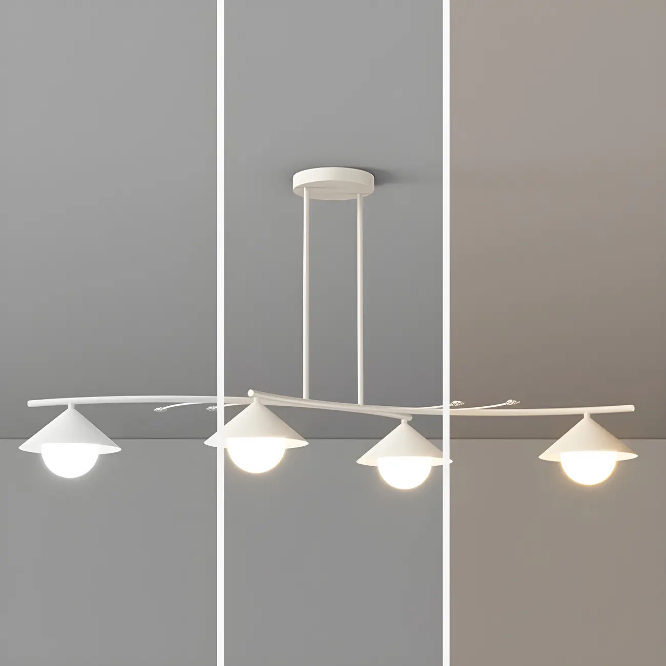Sleek Modern White Metal Island Pendant Light
