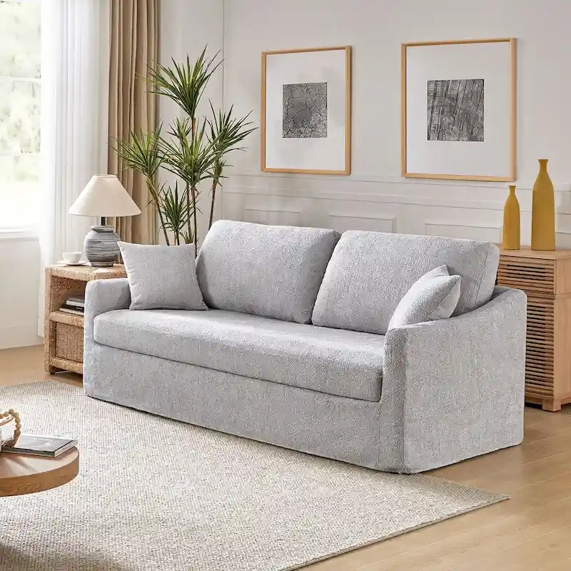 Volkhard 80.5 Modern Slipcovered Sofa With Removable Back Cushion By HULALA HOME