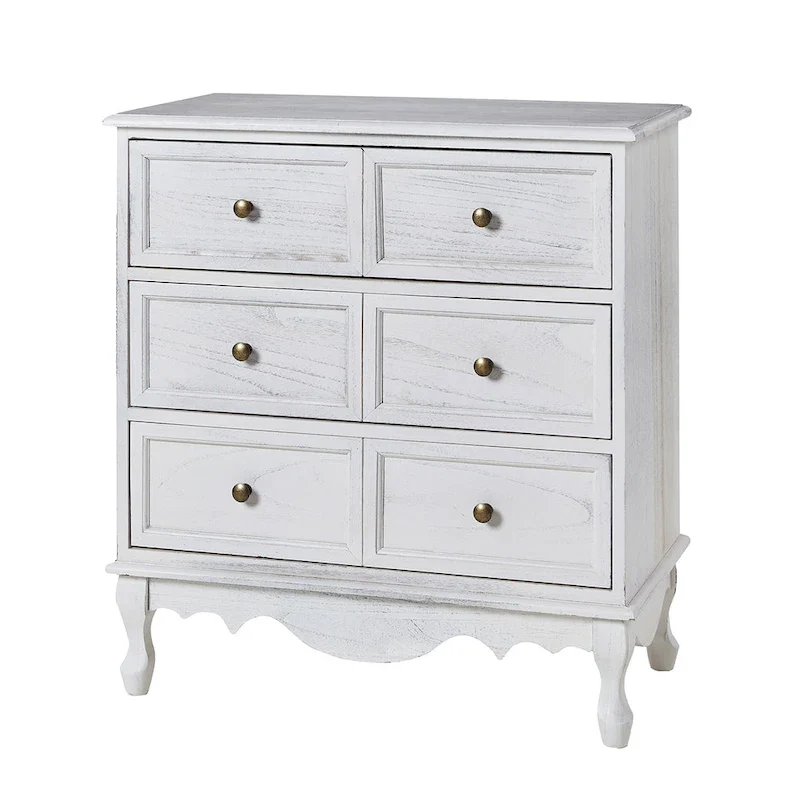 Farmhouse 30Tall Distressed 3-Drawer Nightstand With Solid Wood Legs and Adjustable Feet