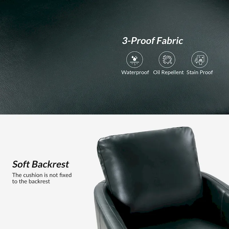 Terrance Transitional Swivel Faux Leather Barrel Chair with Metal Base Set of 2