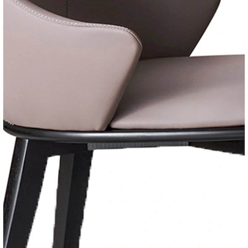 Mry 23 Inch Dining Chair Set of 2, Padded Tall Back, Beige Faux Leather