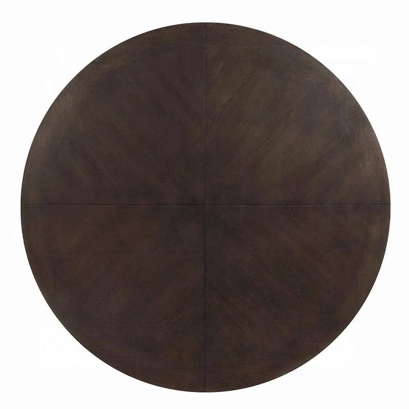 Round Coffee Table, 60 Inch, Espresso Brown Wood, Tri Fluted Legs