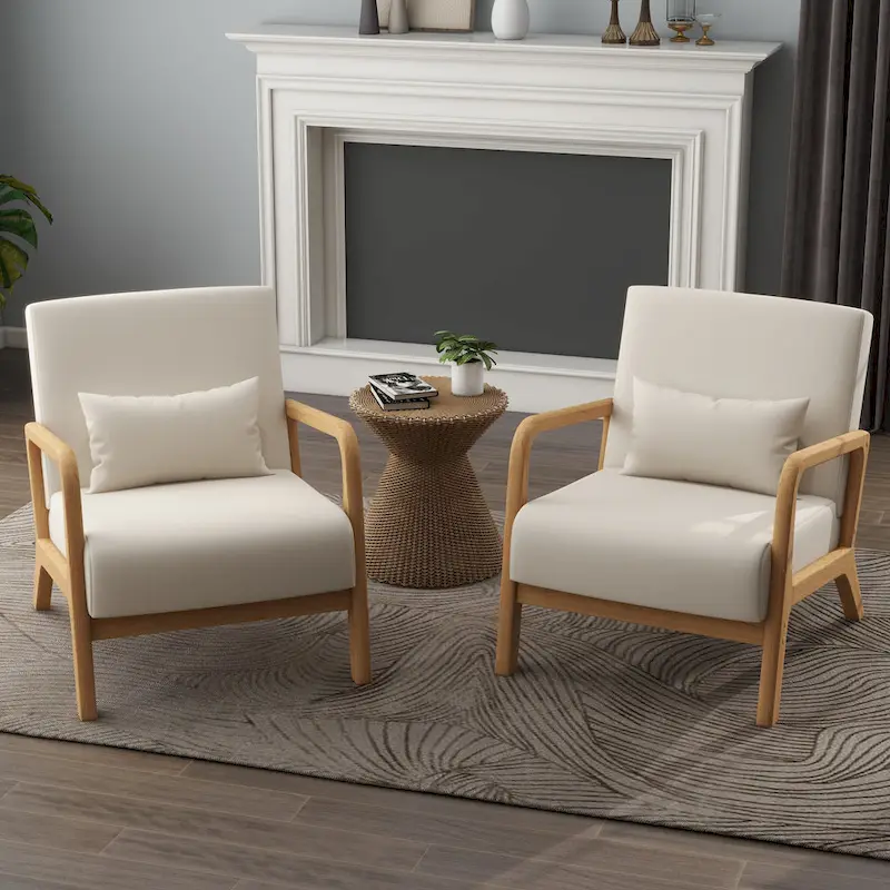 Upholstered Armchair Leisure Chair Accent Chairs Set of 2 with Pillow
