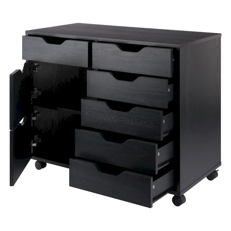 6-Drawer Storage Mobile Cabinet Set - 32  - Black