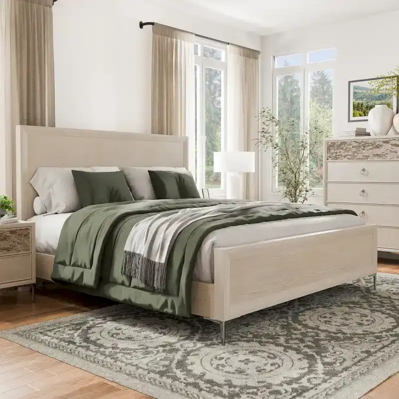 Modern Solid Wood Panel Bed