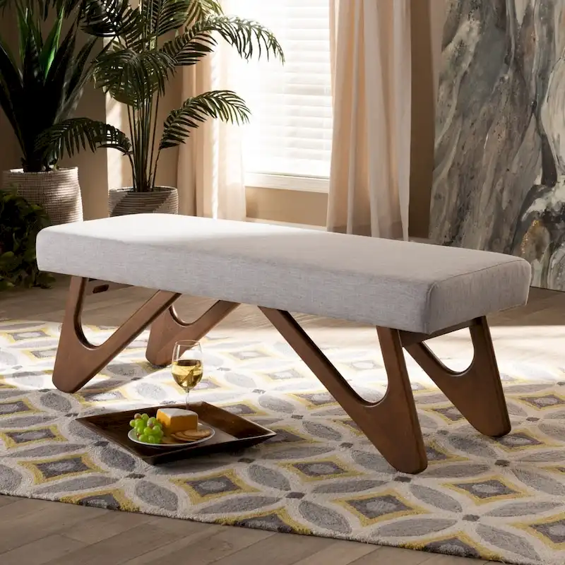 Carson Carrington Ullaberg Mid-century Modern Upholstered Boomerang Bench